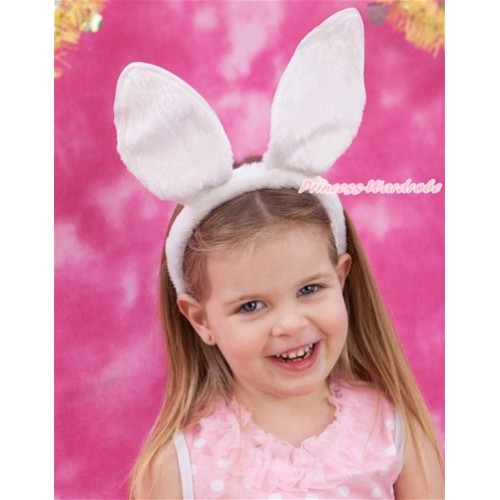 Easter White Bunny Rabbit Ear Headband H810 